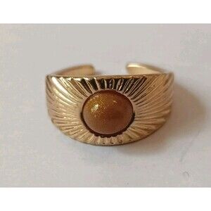 Tiger Eye Gemstone Ring 6.5 Inches Gold Alloy